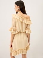 One-Shoulder Chiffon Mini Dress with Ruffle Detail