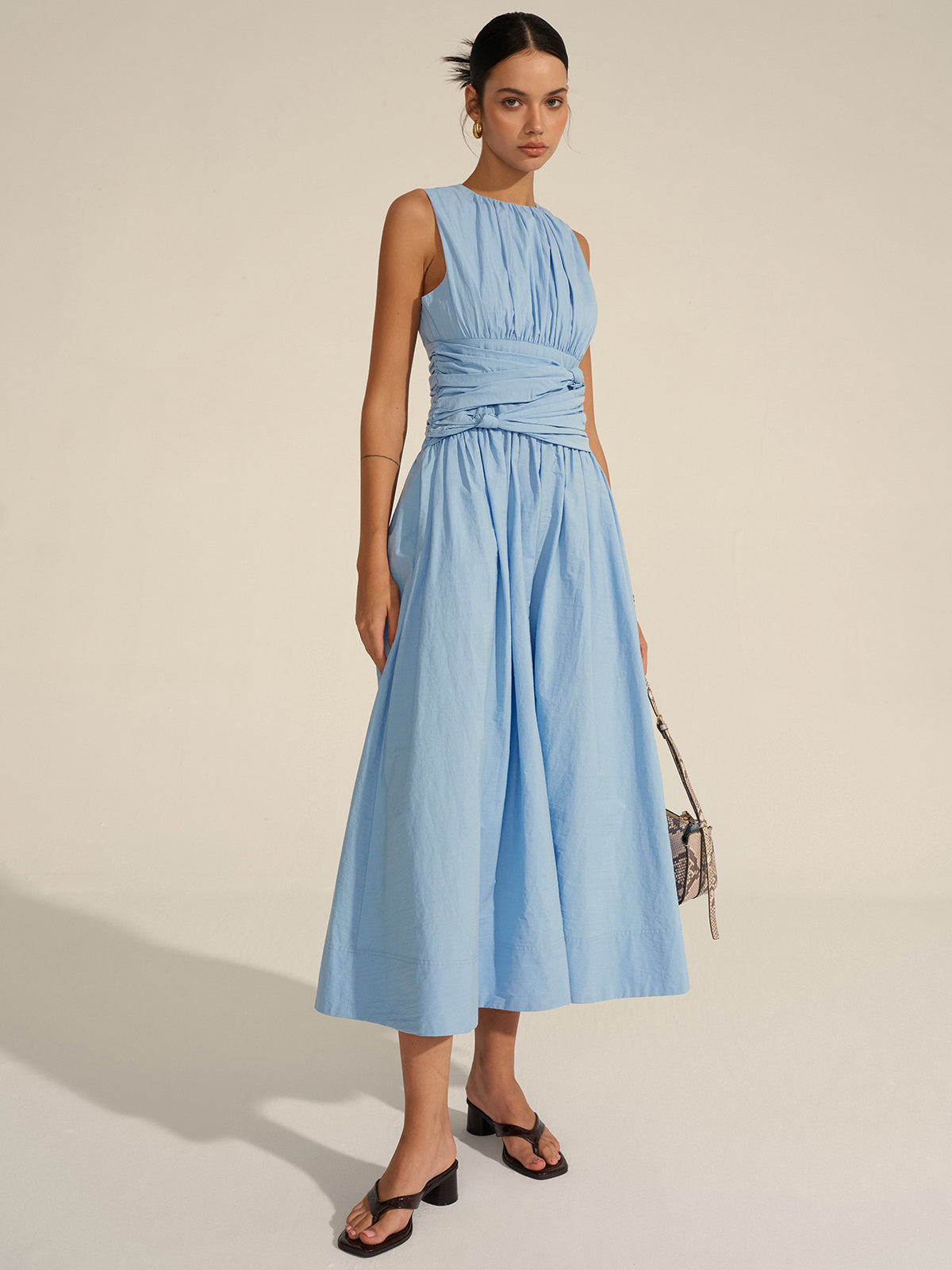 Ruched Waistline Elegant Long Dress