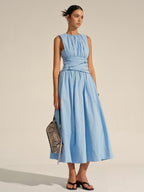 Ruched Waistline Elegant Long Dress