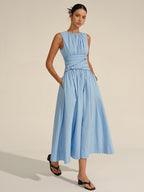Ruched Waistline Elegant Long Dress