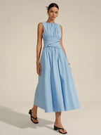 Ruched Waistline Elegant Long Dress