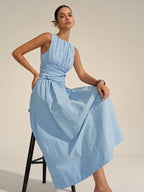Elegant Maxi Dress with Ruched Waist Detail