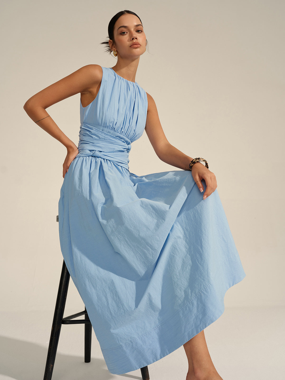 Ruched Waistline Elegant Floor-Length Dress