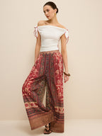 Off-Shoulder Knotted Top with Contrast Trim
