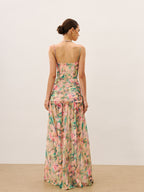 Floral Cami Dress with Ruched Detail and High Split