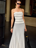 Stripe Pattern Strapless Maxi Dress for Summer Evenings