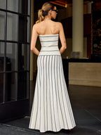 Stripe Pattern Strapless Maxi Dress for Summer Evenings