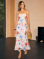 Light Floral Print Semi-Sheer Maxi Slip Dress