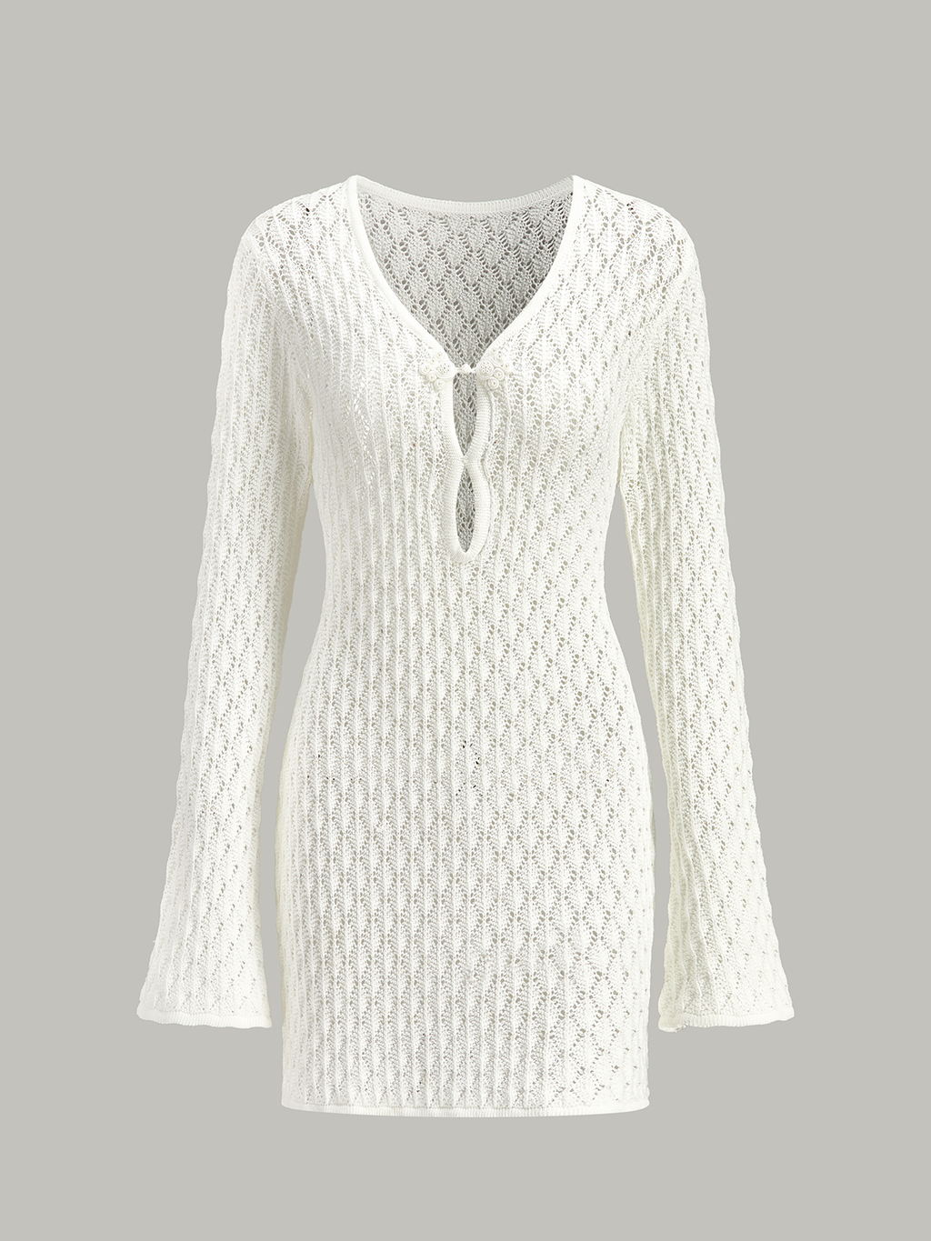 Sheer Knit Sweater Dress Featuring Cut-Out Detail