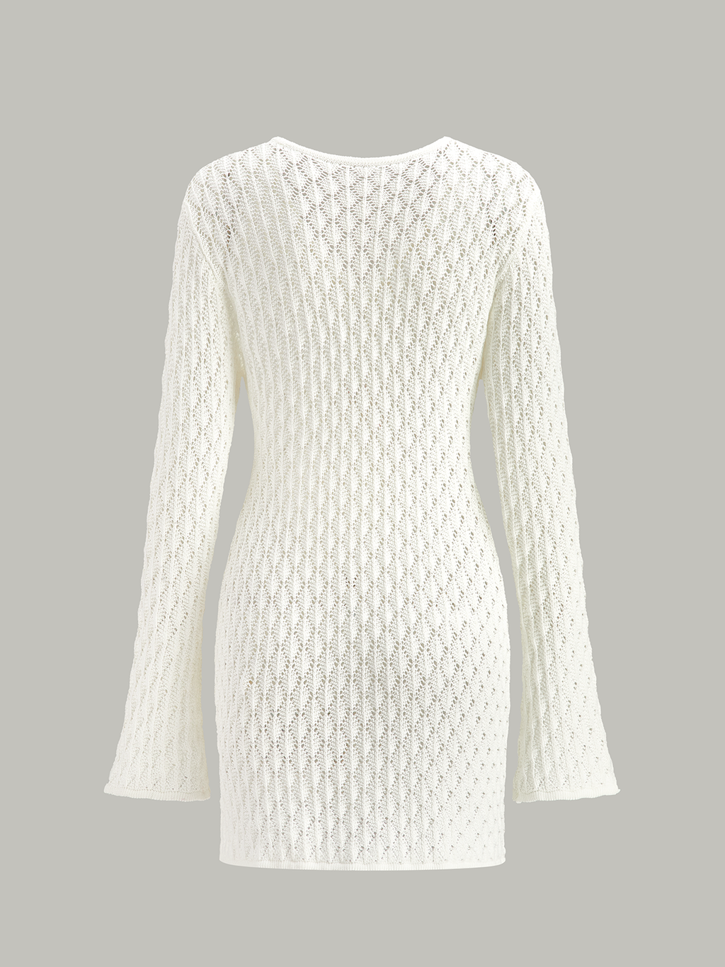 Sheer Knit Sweater Dress Featuring Cut-Out Detail