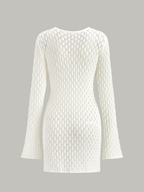 Sheer Knit Sweater Dress Featuring Cut-Out Detail