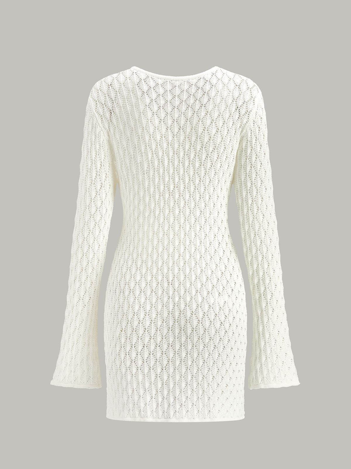 Sheer Knit Sweater Dress Featuring Cut-Out Detail