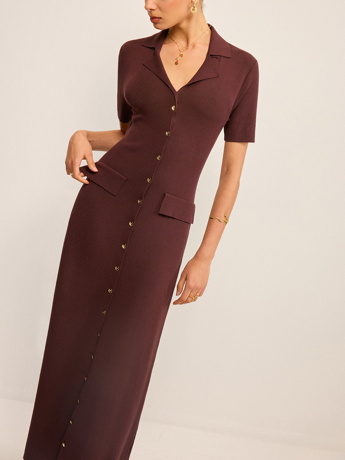 Buttoned Maxi Dress with Pockets