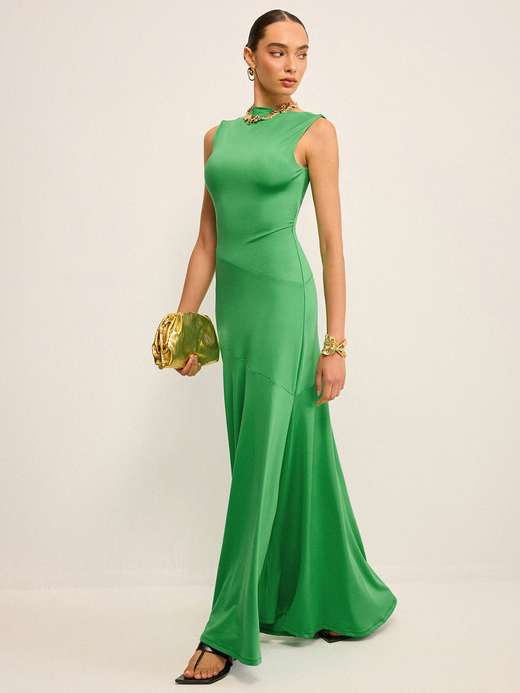 Elegant Sleeveless Maxi Dress with Open Back