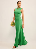 Elegant Sleeveless Maxi Dress with Backless Design