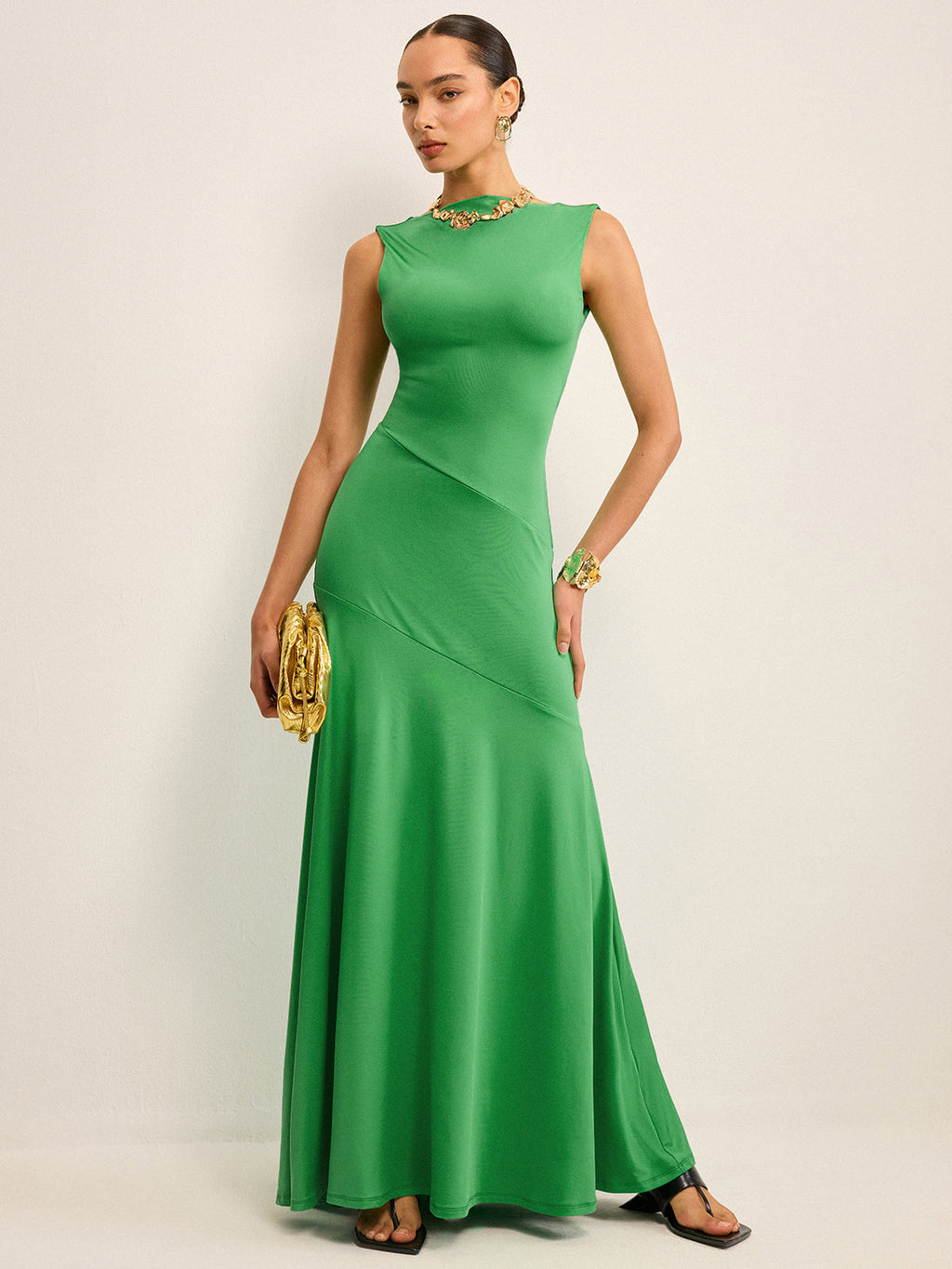 Stylish Sleeveless Backless Full-Length Dress