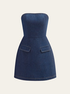 Strapless Denim Dress with Stylish Pockets