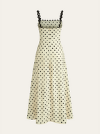 Scalloped Strap Polka Dot Midi Dress