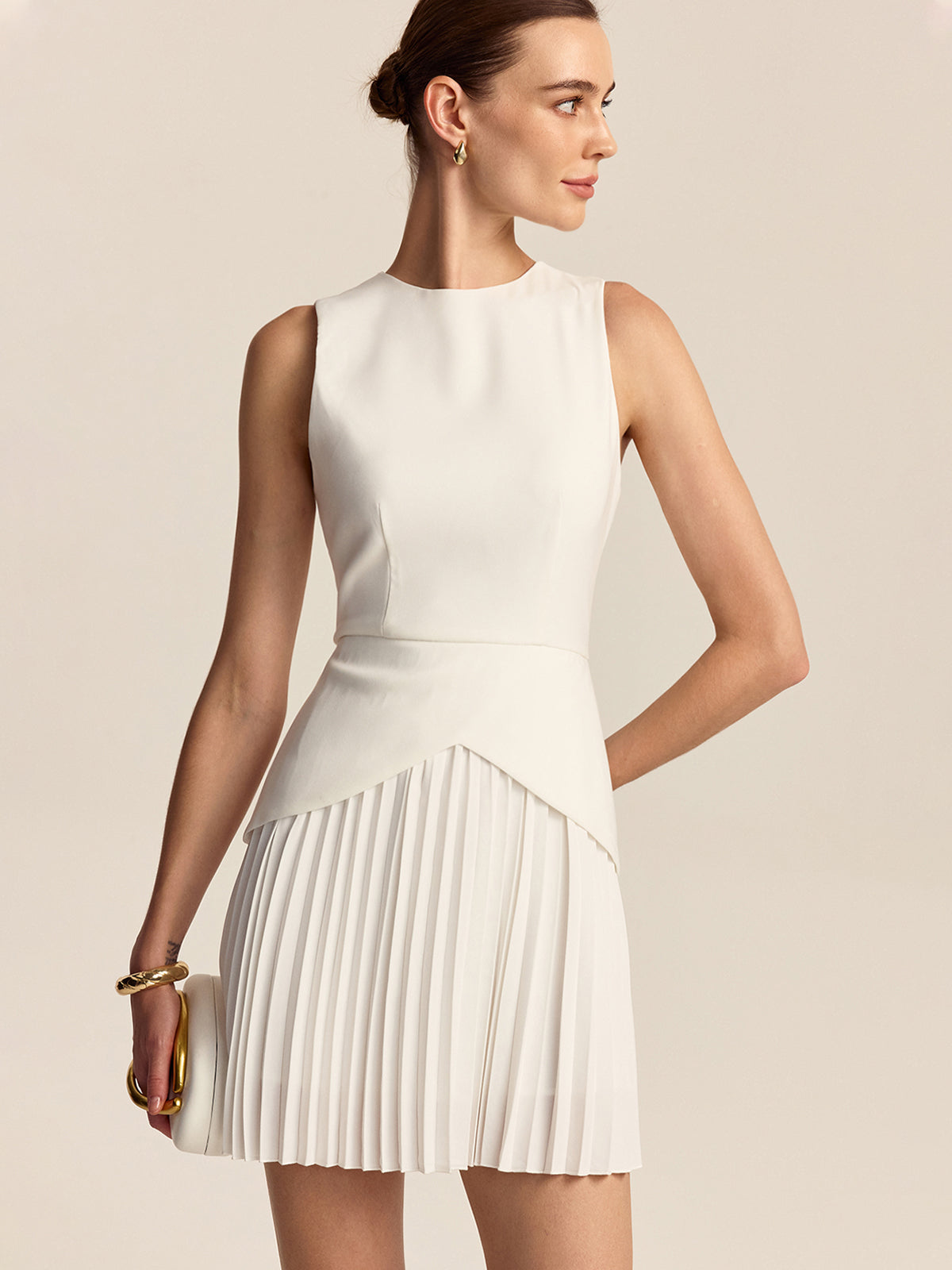 Charming Mini Dress with Pleated Hem Detail
