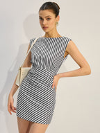 Striped Ruched Dress with Mini Length