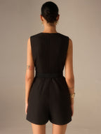 Chic Belted Jumpsuit with Metal Button Detail