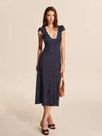 Polka Dot Dress with Lace Trim Detail