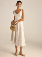 Asymmetrical Striped Hem Midi Dress