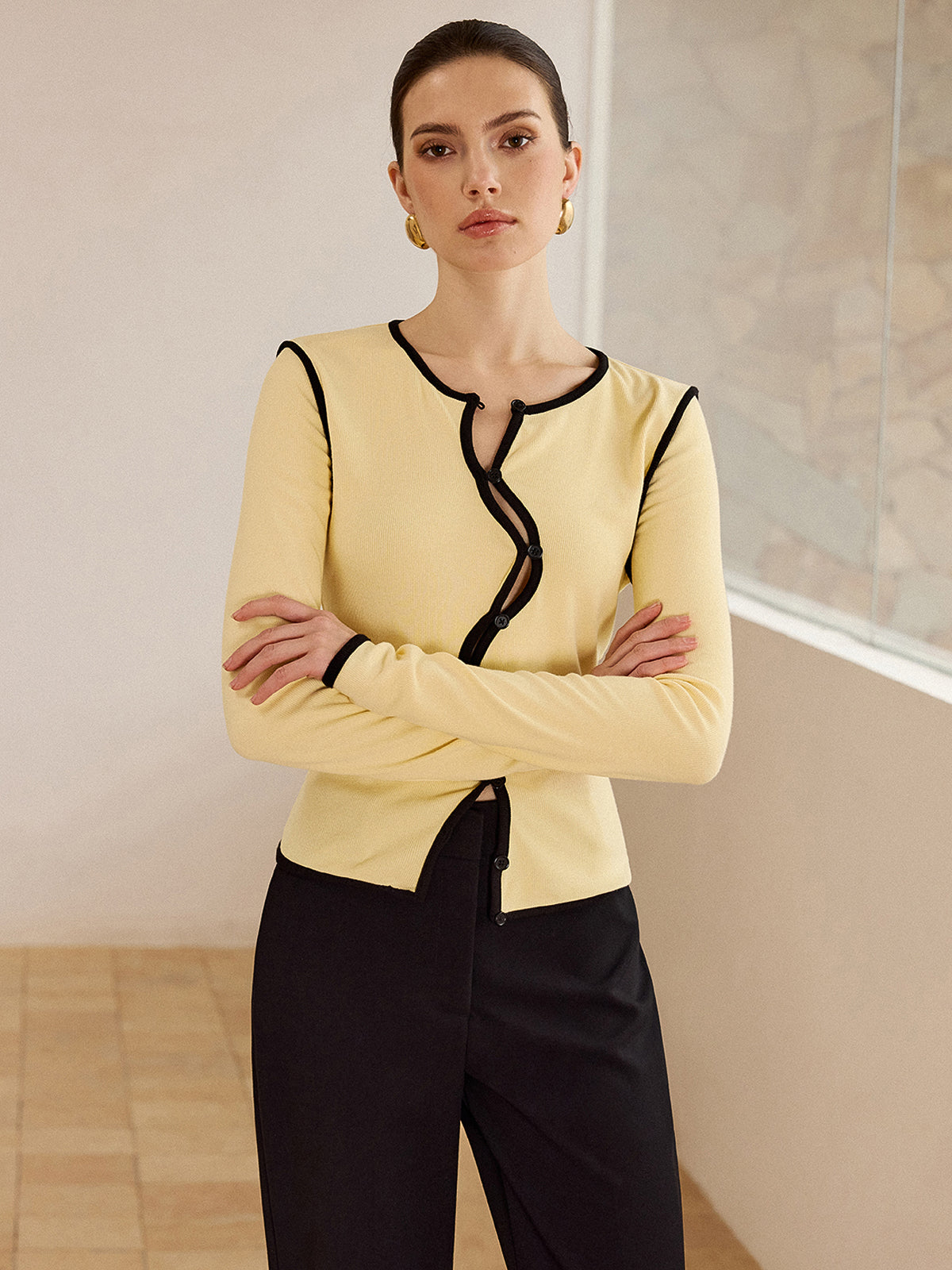 Asymmetric Top with Contrasting Trim Detail