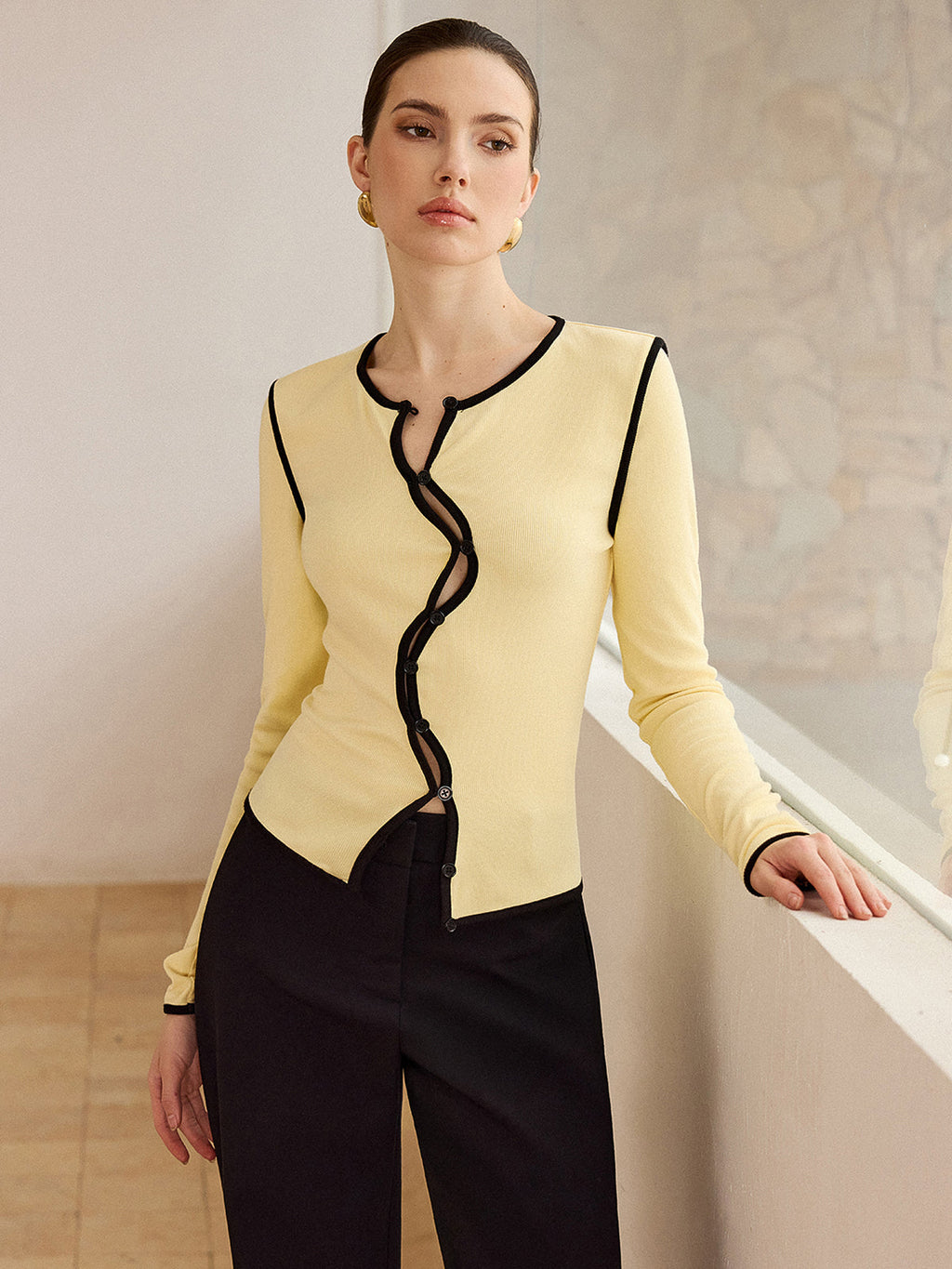 Asymmetric Top with Contrasting Trim Detail