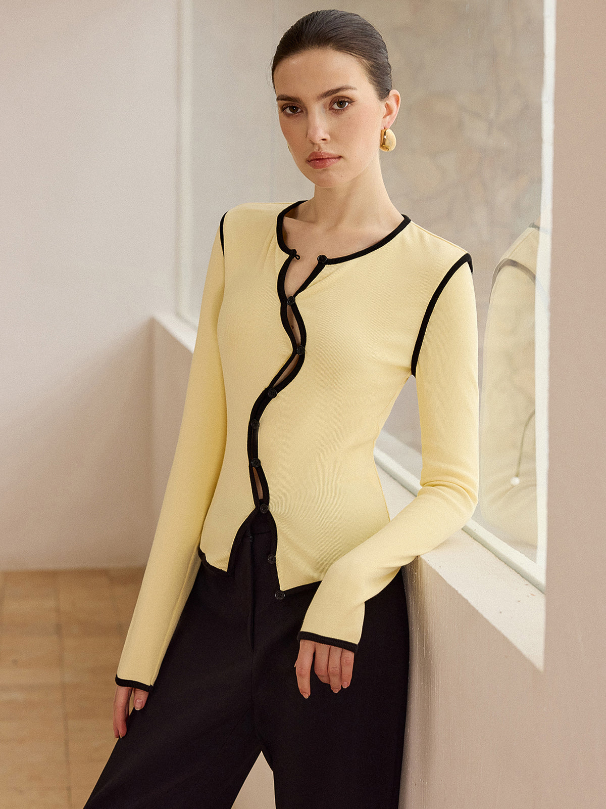 Asymmetric Top with Contrasting Trim Detail