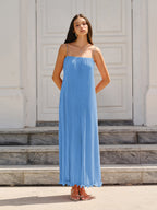 Spaghetti Strap Pleated Maxi Dress