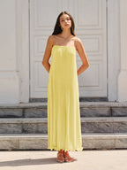 Spaghetti Strap Pleated Maxi Dress