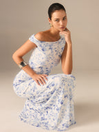 Floral Asymmetrical Maxi Dress with Drop Shoulder Design