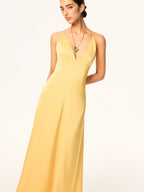 Crisscross Strap Backless Satin Evening Gown