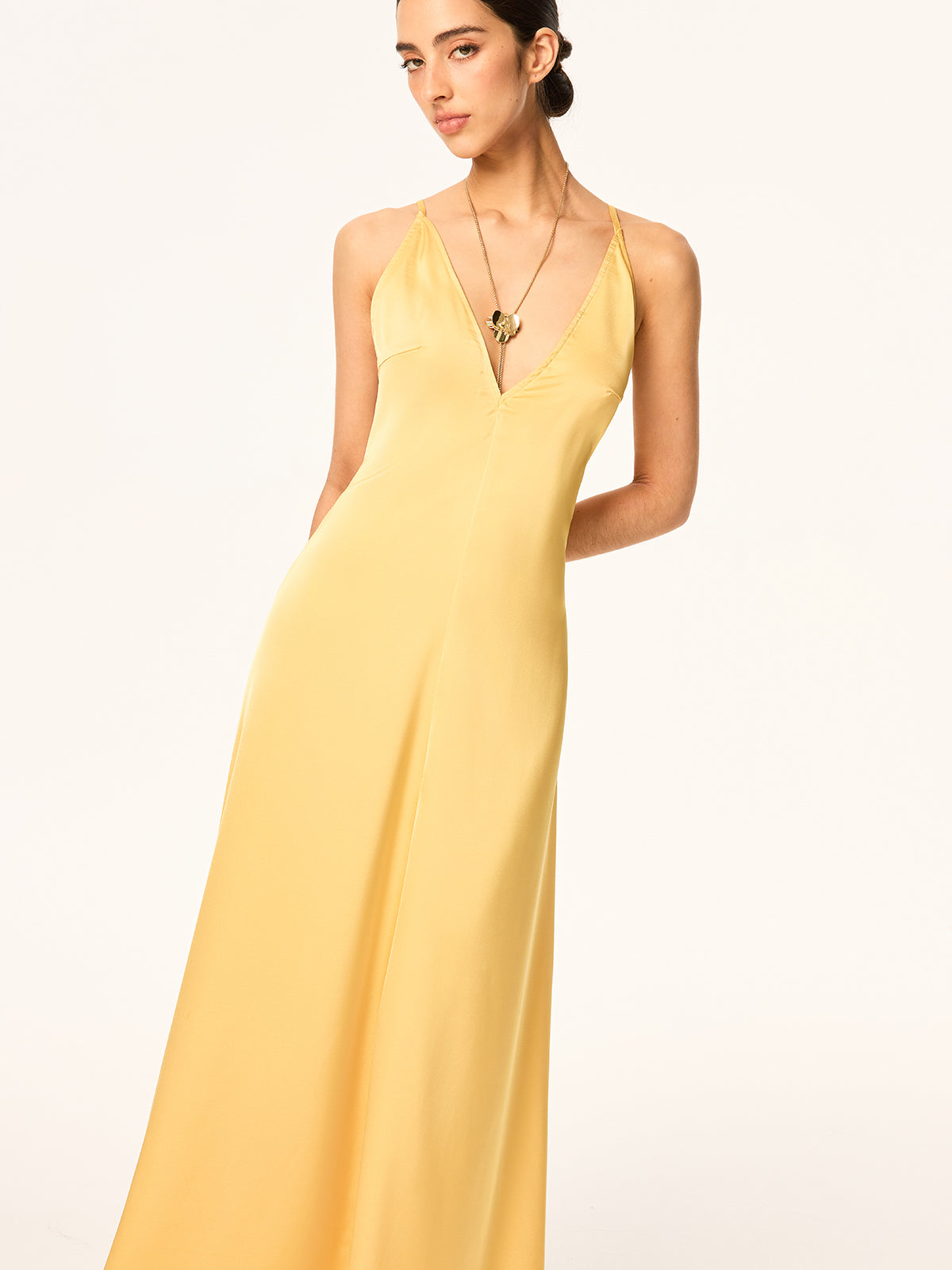 Crisscross Strap Backless Satin Evening Gown