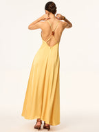 Crisscross Strap Backless Satin Evening Gown