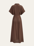 Button-Front Dress with Elegant Pleats