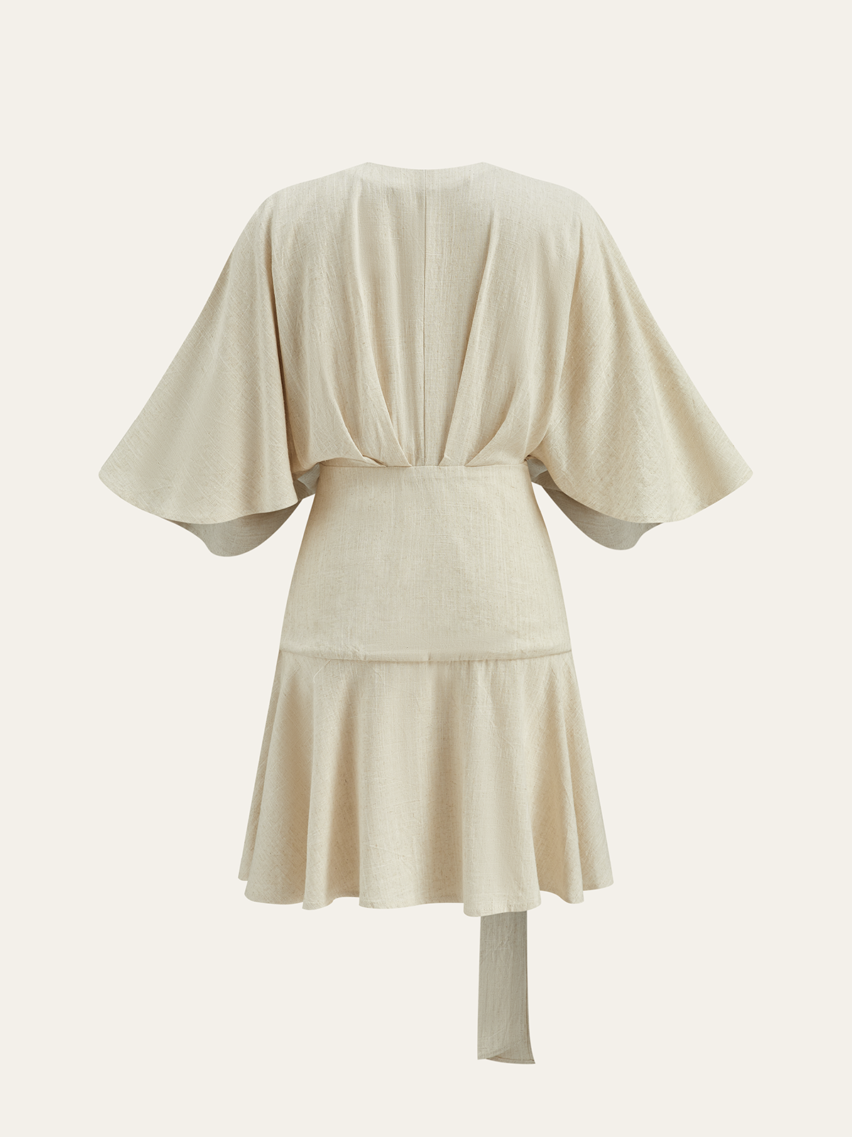 Cotton and Linen Kimono Wrap Dress with Sleeves