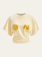 Graphic Tee with Shell Design