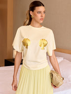 Graphic Tee with Shell Design