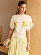 Graphic Tee with Shell Design