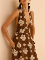 Floral Halter Maxi Dress with Pockets