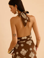 Floral Halter Maxi Dress with Pockets