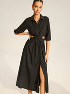Twist Detail Shirt Dress with Button Accents