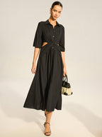 Twist Detail Shirt Dress with Button Accents