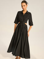 Twist Detail Shirt Dress with Button Accents