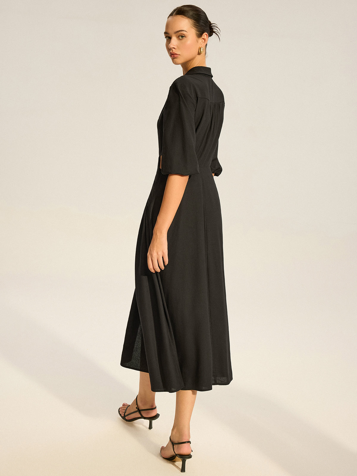 Twist Detail Shirt Dress with Button Accents