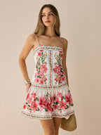 Spaghetti Strap Mini Dress with Floral Design