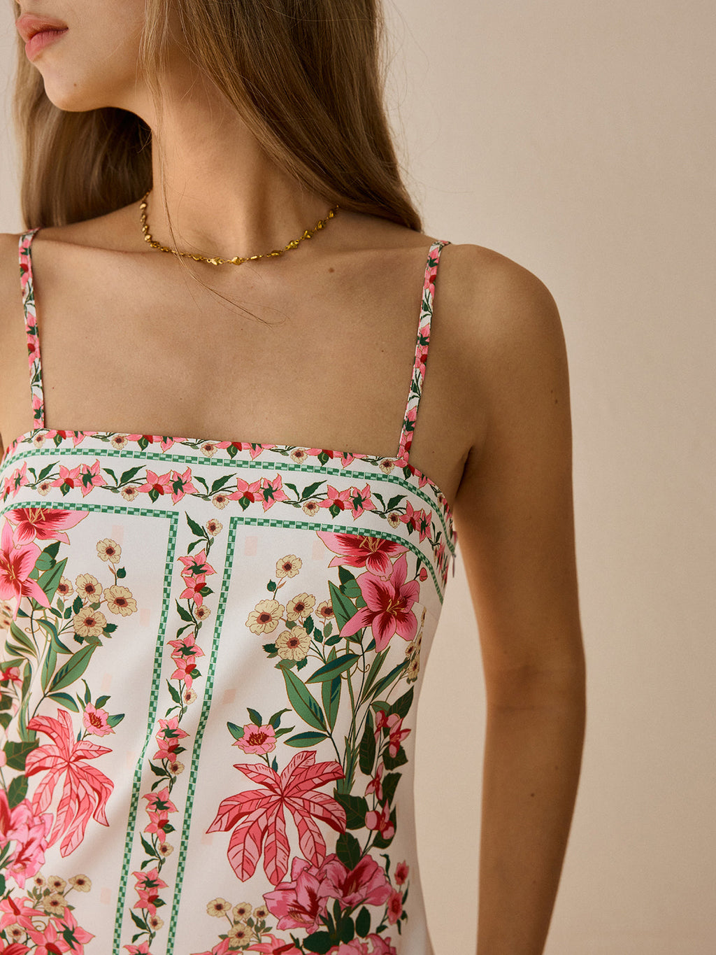 Spaghetti Strap Mini Dress with Floral Design