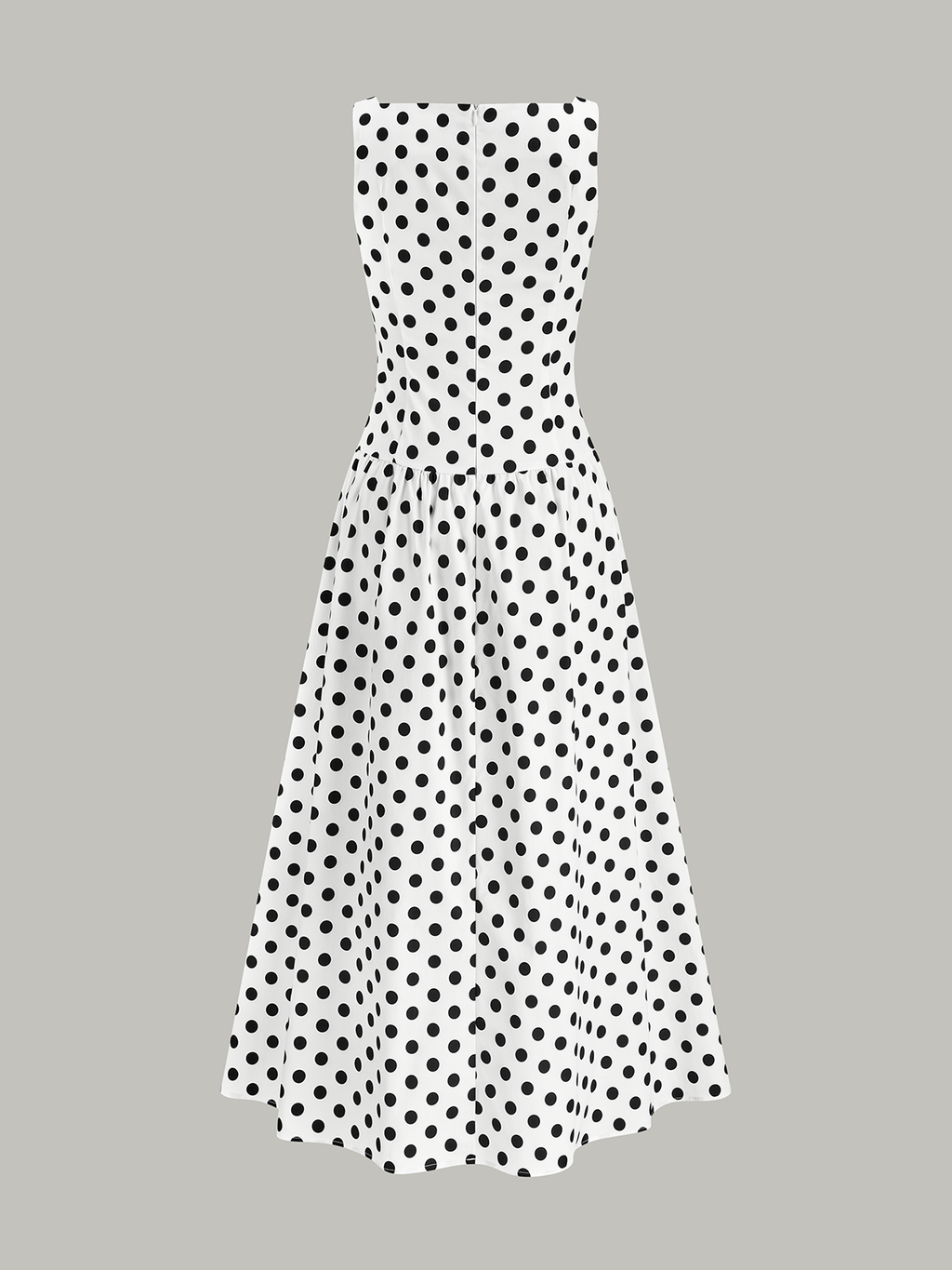 Sleeveless Polka Dot Patterned Midi Summer Dress